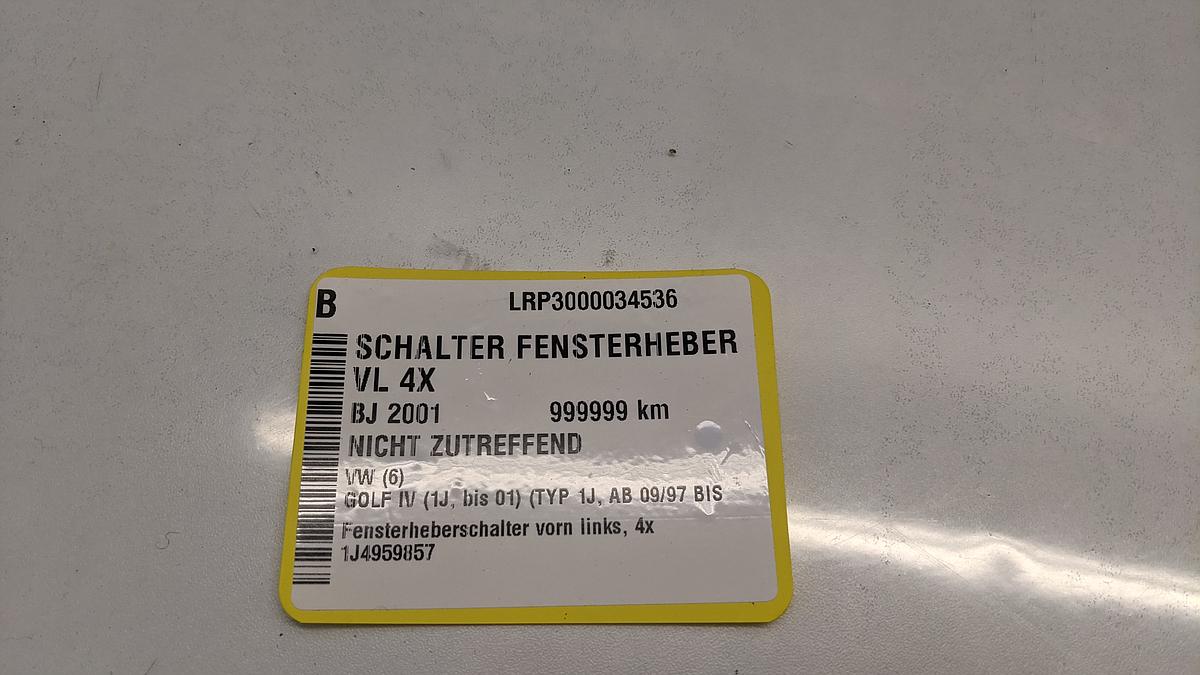 VW Golf 4 1J Fensterheberschalter Schalter vorn links 4 fach 1J4959857