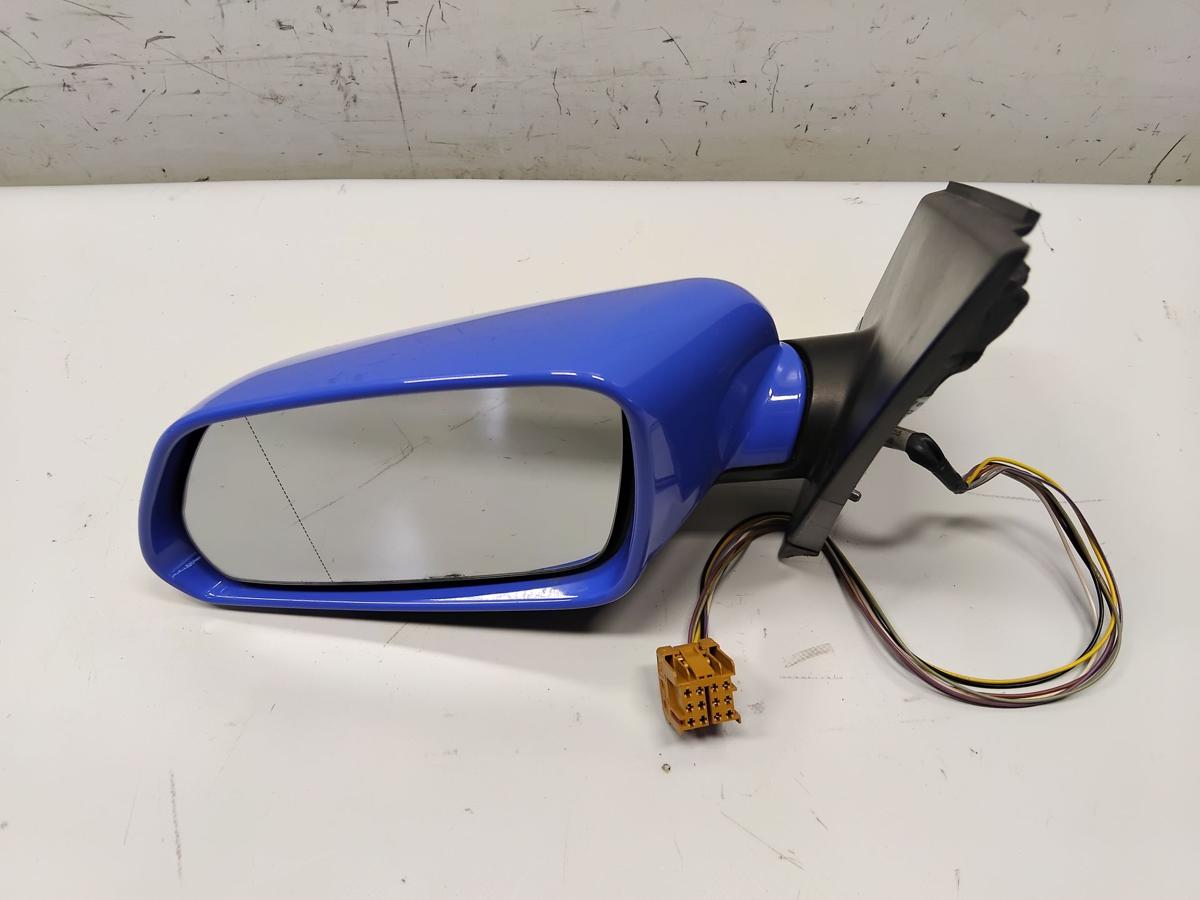 VW Polo 9N3 original Au&szlig;enspiegel links summerblue LA5F elektrisch beheizt BJ09