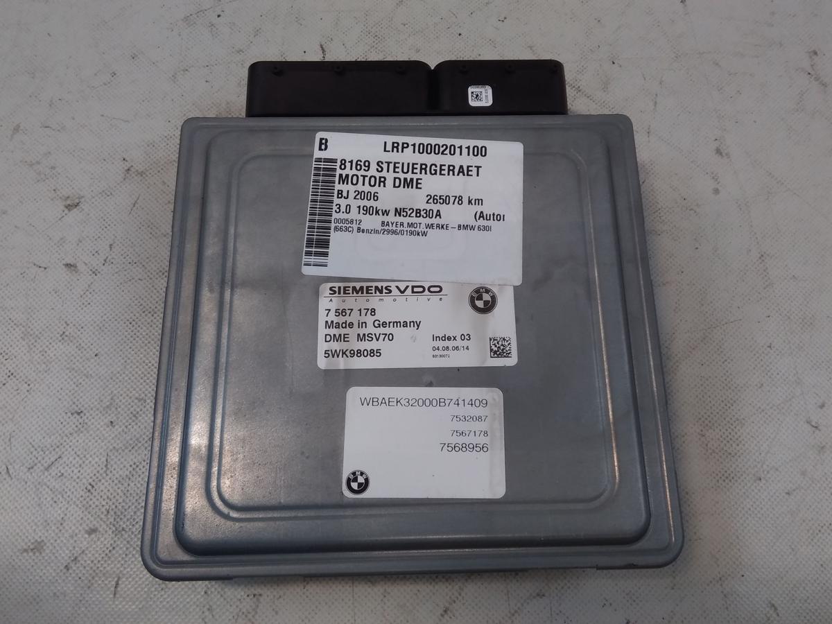 BMW 630i E63 E64 Steuerger&auml;t DME Motorsteuerger&auml;t 3.0 190kw N52B30A Bj.2006