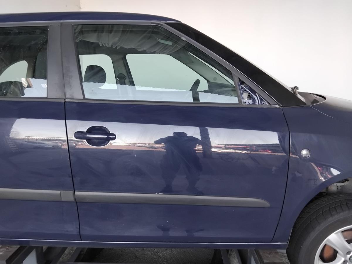 Skoda Fabia 2 5J Facelift T&uuml;r vorn rechts Beifahrert&uuml;r pacific blue LF5A BJ2011