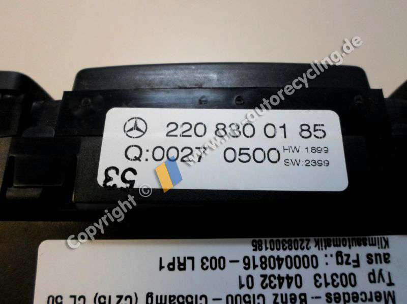 Mercedes Benz C215 Klimabedienteil 2208300185 original