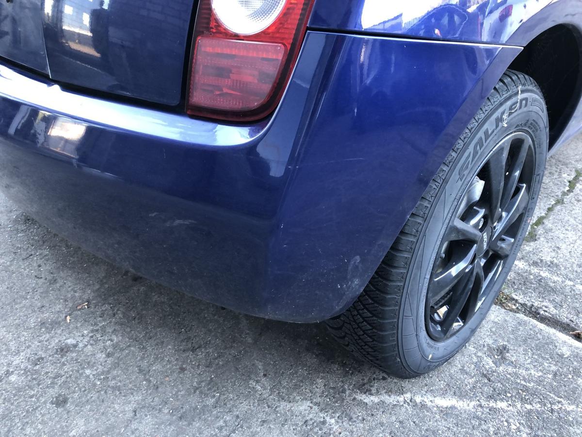Nissan Micra K12 Stoßfänger hinten Heckschürze BW6 Dark Blue Perl Kratzer