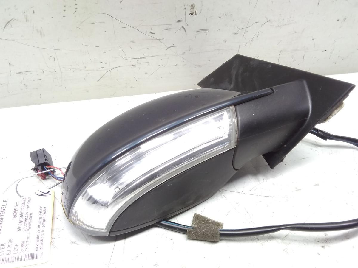 VW Golf Plus 5M original Au&szlig;enspiegel rechts elektrisch und beheizt BJ2006 LC5F Bluegraphitmetallic