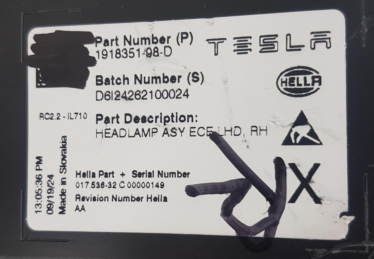 Tesla Modell Y Juniper Hauptscheinwerfer Frontscheinwerfer rechts Bj25 Facelift
