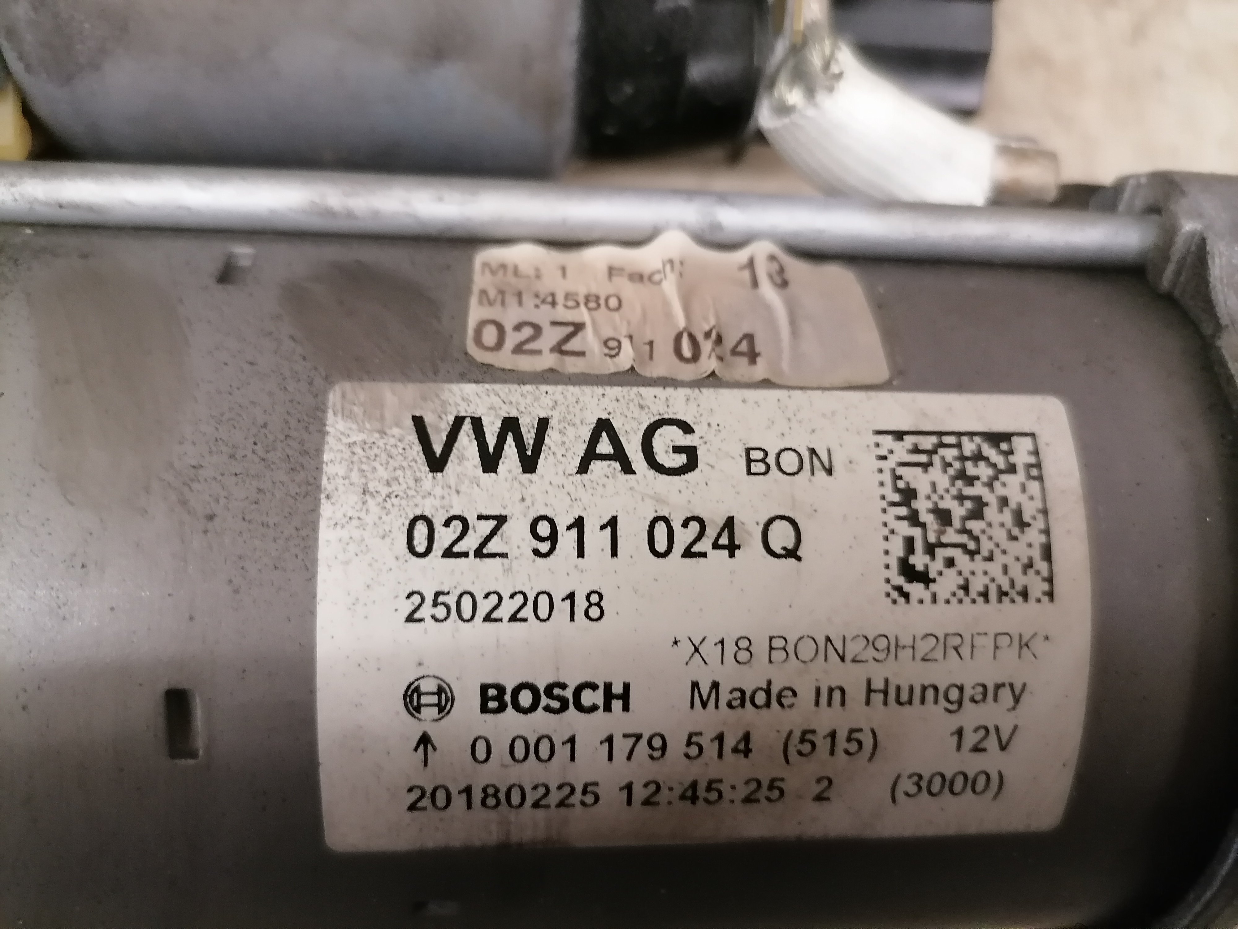 VW Golf 7 VII BJ17 Anlasser Starter 1.0TSI 63KW 02Z911024Q Bosch