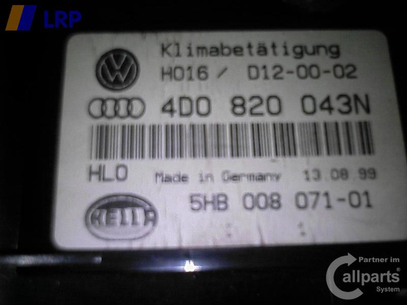 Audi A8 D2 original Heizungsregulierung Klimaautomatik BJ1999