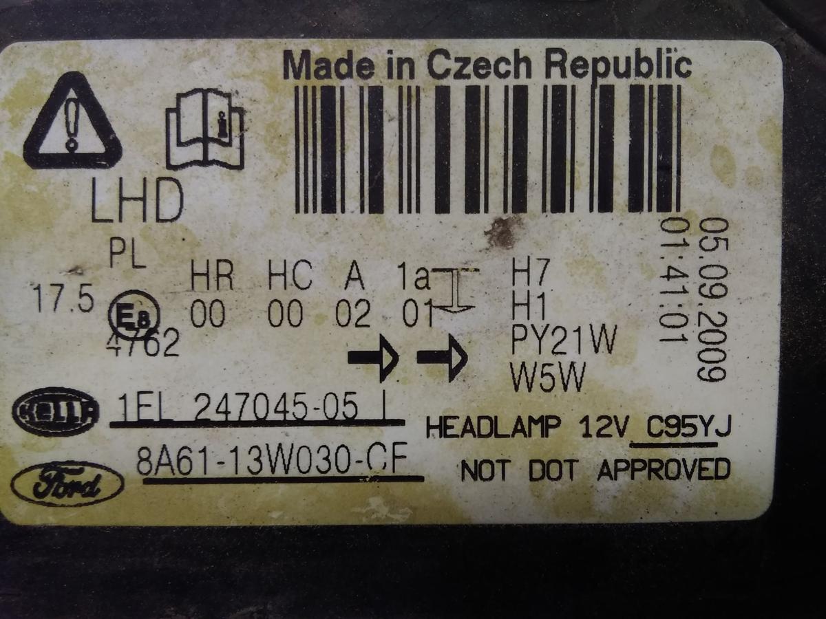 Ford Fiesta JA8 original Scheinwerfer links Hella Halogen mit LWR BJ2009
