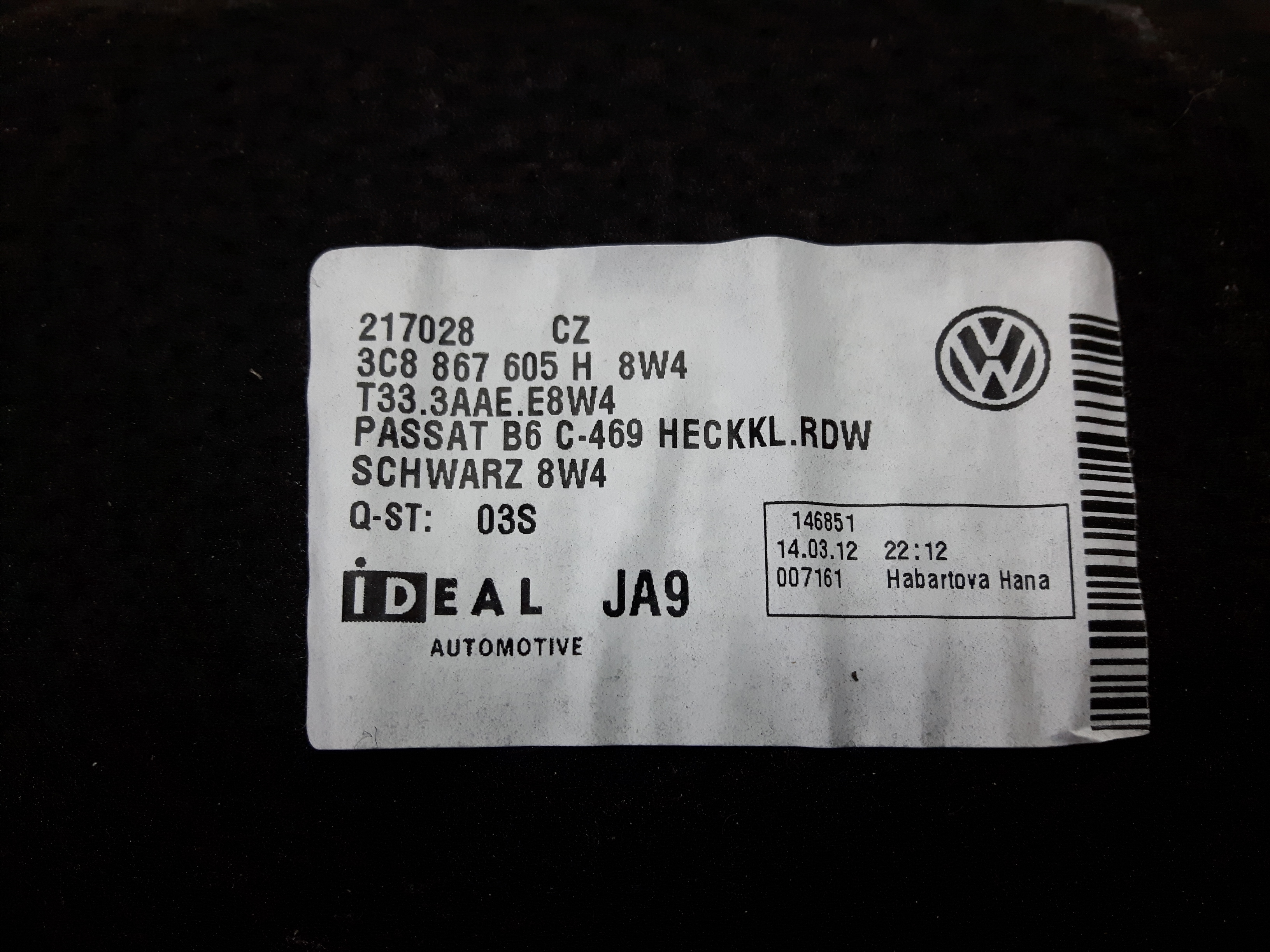 VW Passat 3C Bj.2012 original Verkleidung Heckklappe