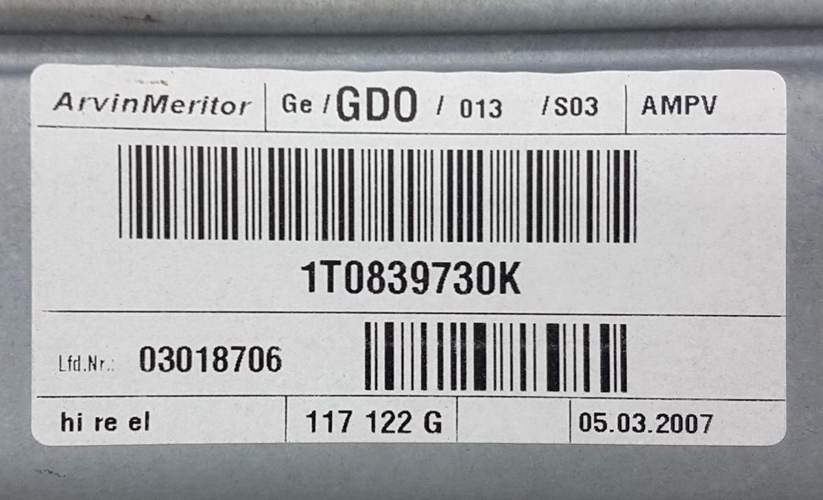 VW Cross Touran 1T Fensterheber hinten rechts 1T0839730K Bj2007 ohne Motor