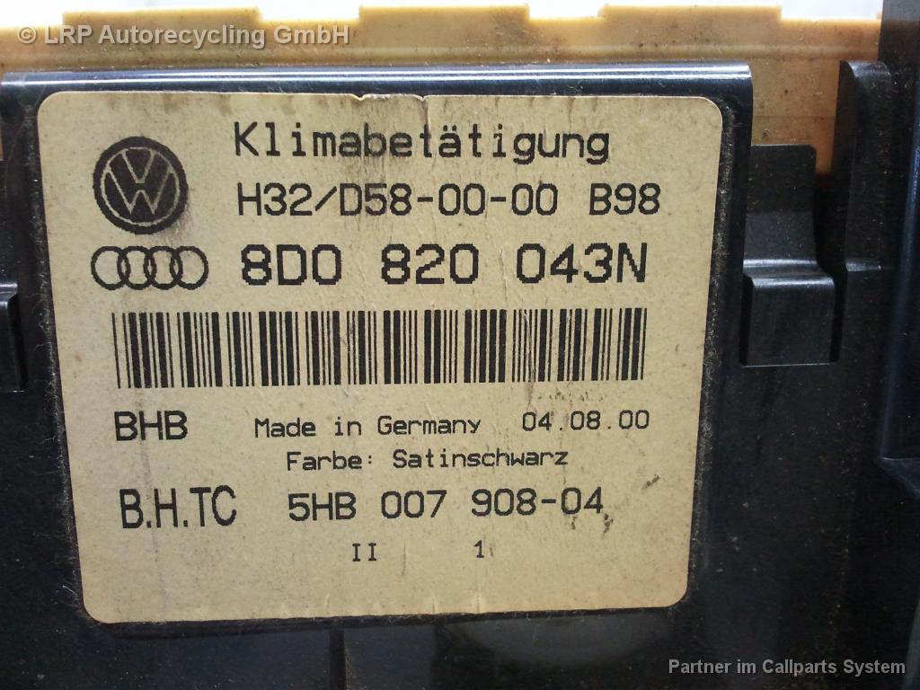 Heizungsregulierung 8D0820043N Audi A4/S4 Lim/Avant (B5) BJ: 2000