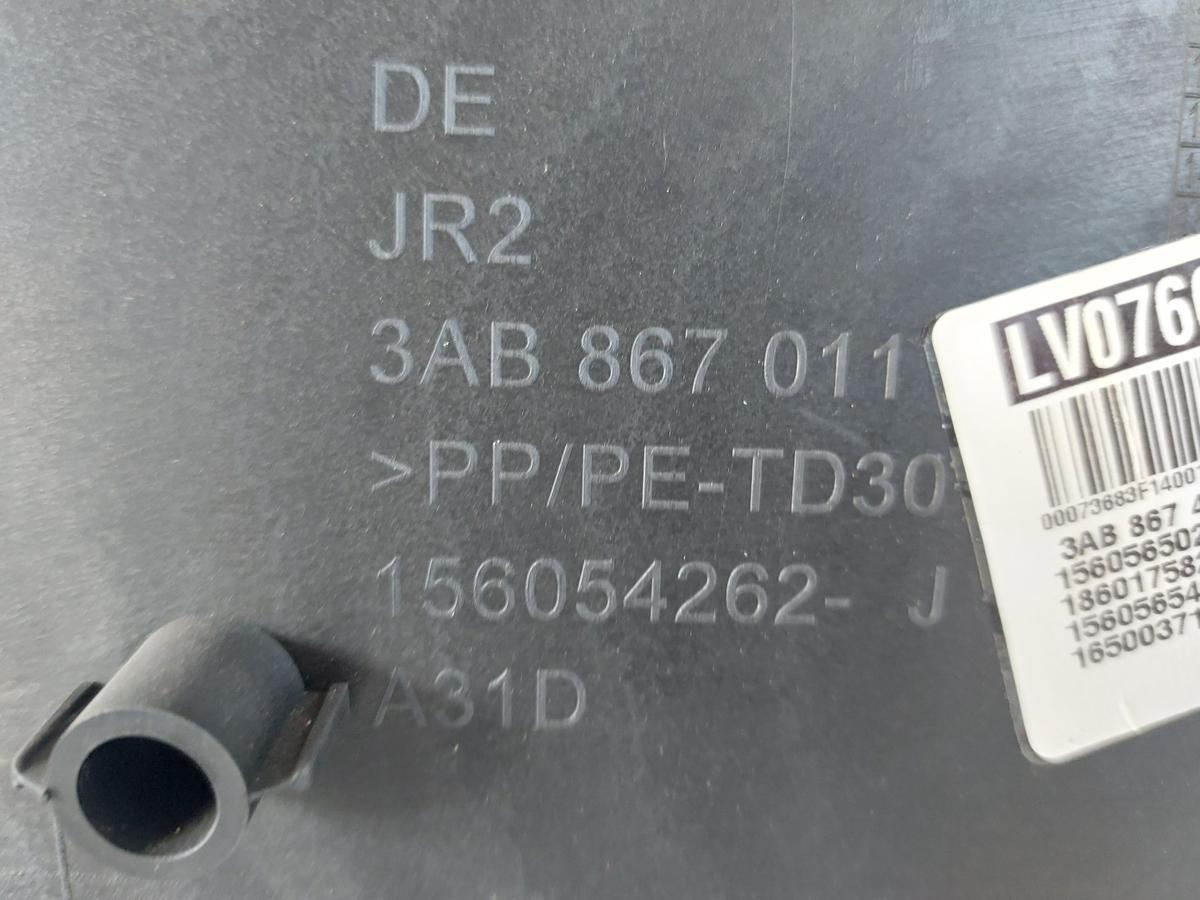 VW Passat 3C B7 Variant T&uuml;reverkleidung vorn links Leder schwarz T&uuml;rpappe