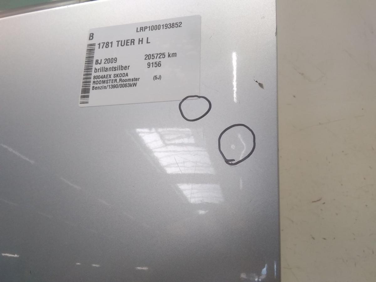 Skoda Roomster 5J T&uuml;r hinten links brillantsilber 9156 Bj.2009