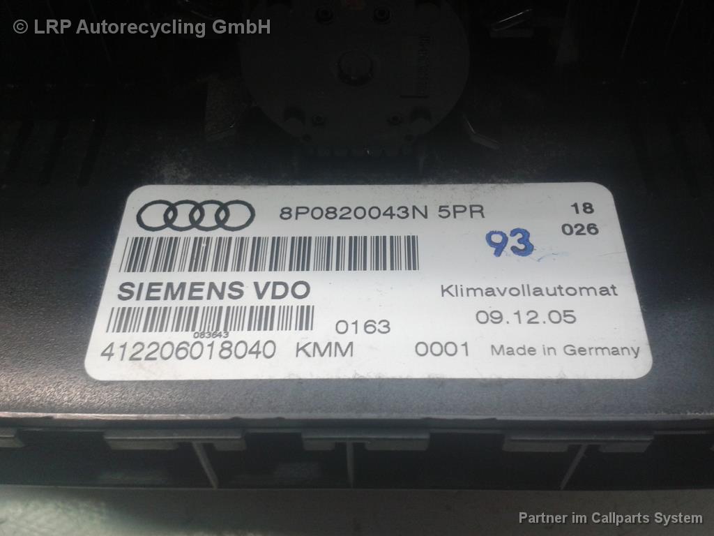 Audi A3 8P BJ2006 Heizungsbetätigung Heizungsregulierung 8P0819047N Sitzheizung