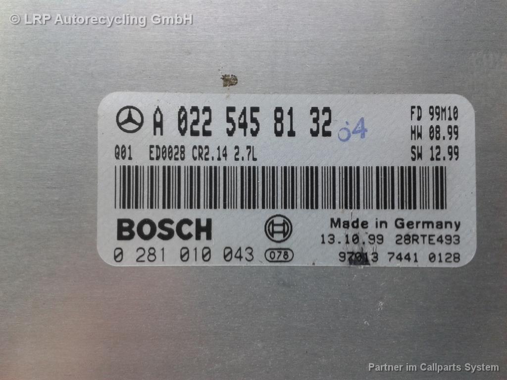 Mercedes Benz W210 Mopf BJ1999 Steuergerät Motor A0225458132 Bosch 0281010043