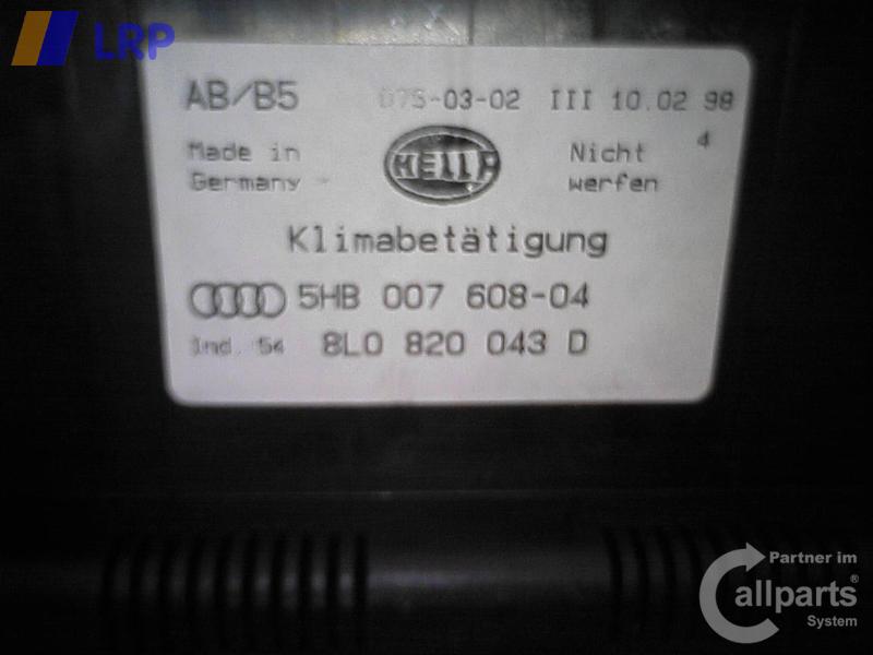 Audi A3 8L Heizungsregulierung Klima 5HB00760804 BJ1998