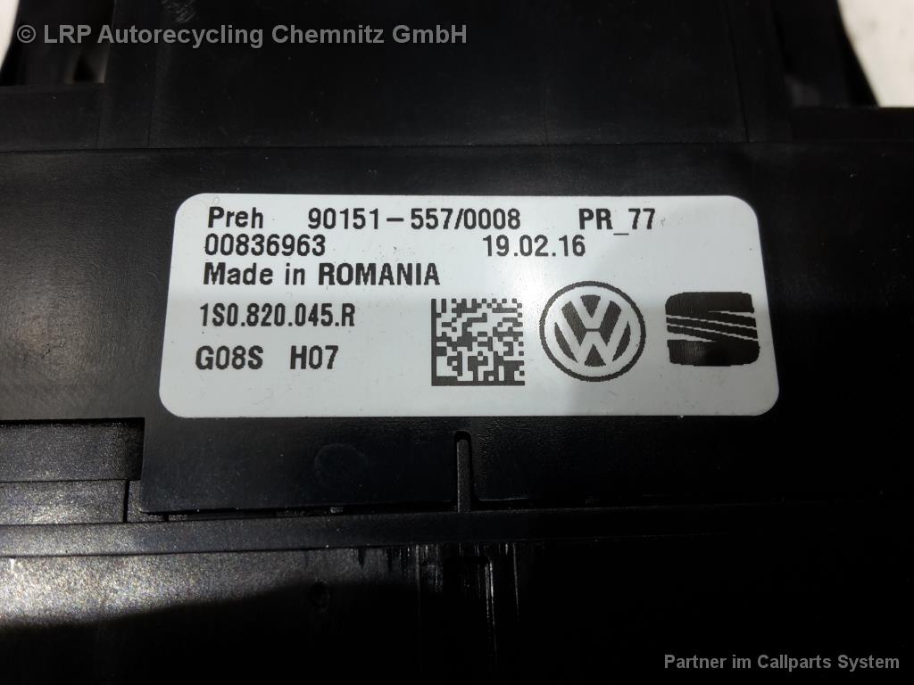 VW UP BJ 2016 Klimabedienteil Heizungsregler 1S0820045R