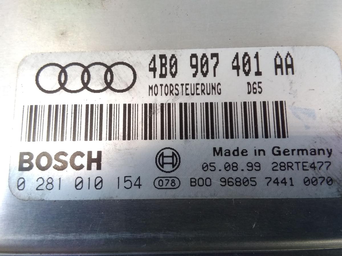 Audi A6 4B original Steuergerät Motor 0281010154 4B0907401AA Bosch BJ1999