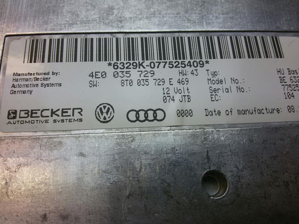 Audi A4 8K 4E0035729 Interface MMI BJ2007