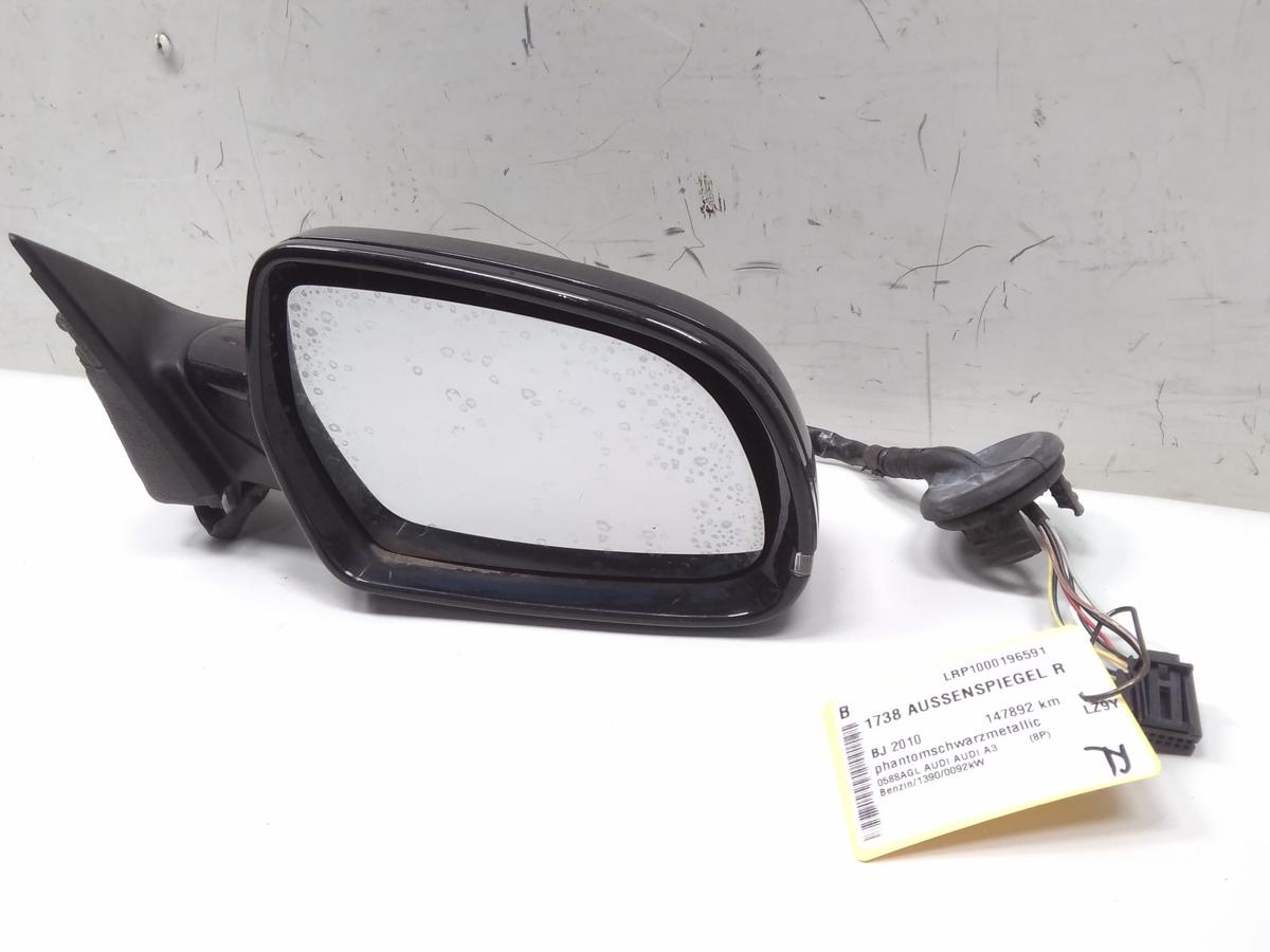 Audi A3 8P Facelift original Außenspiegel rechts phantomschwarzmetallic Bj.2010