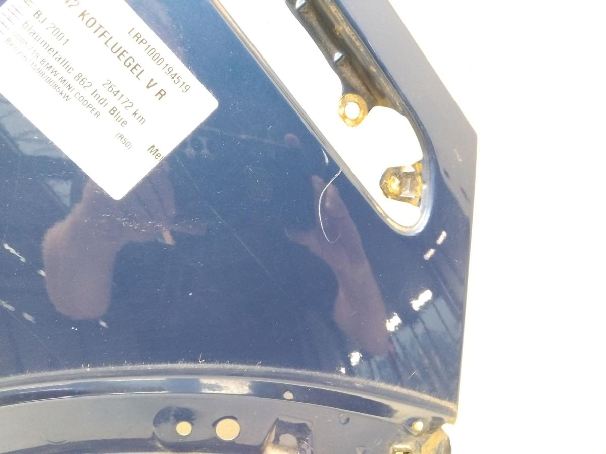 Mini Cooper R50 original Kotfl&uuml;gel vorn rechts 862 Indi Blue BJ2001