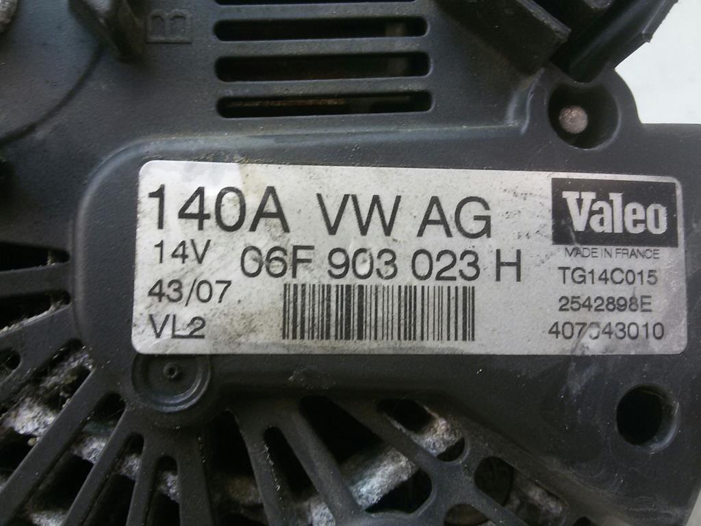 Audi A4 B7 8E BJ2007 original Lichtmaschine Generator 2542898E VALEO 2.0TDI 125kw BRD 140A