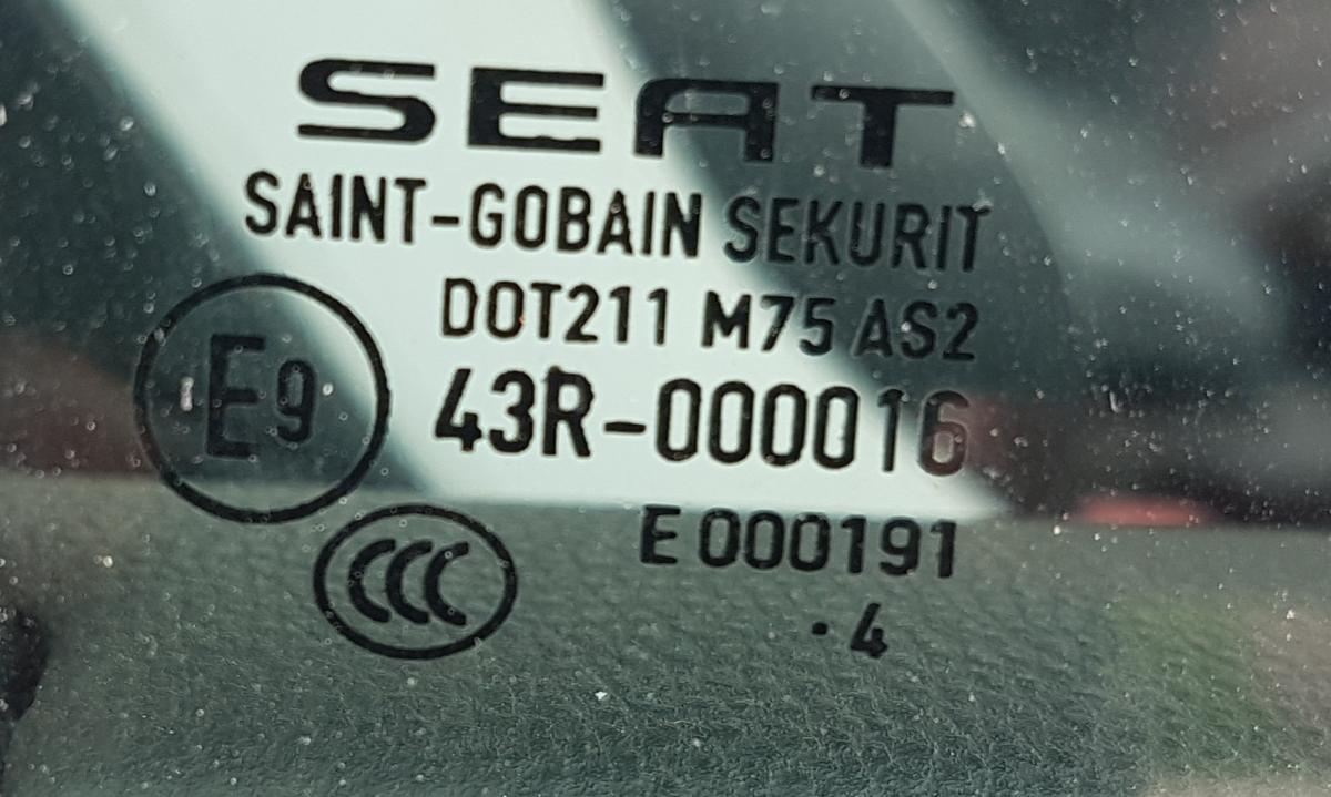 Seat Leon 5F T&uuml;rscheibe vorn rechts in gr&uuml;ncolor Bj2014 3 T&uuml;rig