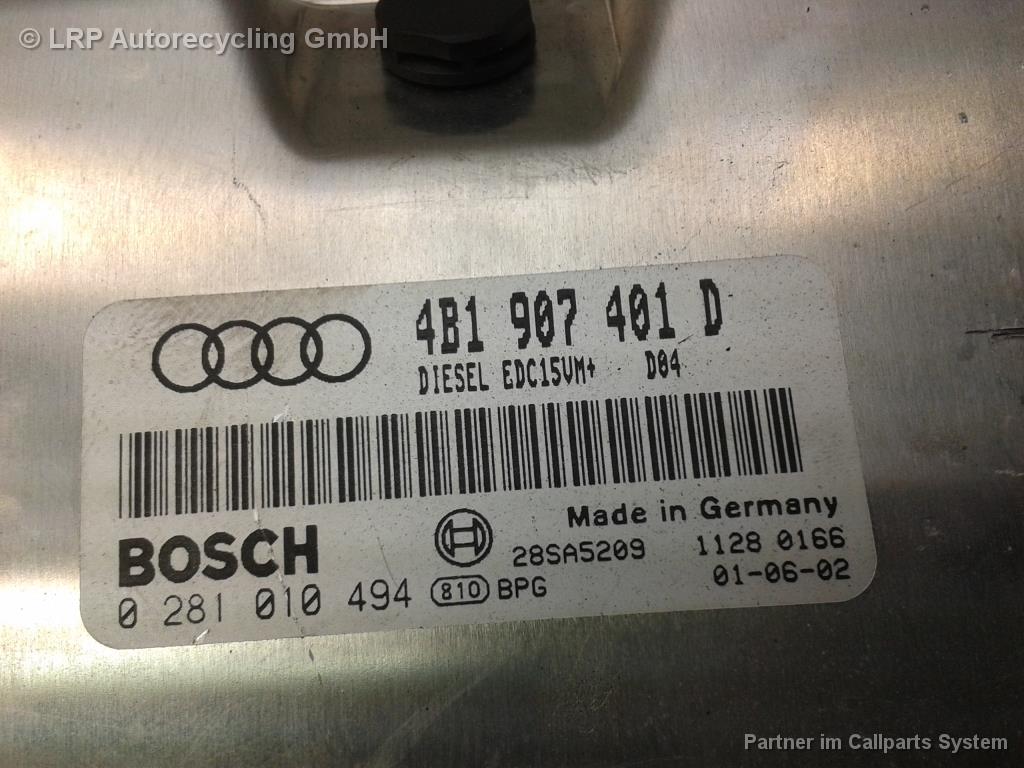 Audi A6 C5 4B Steuergerät Motor 4B1907401D 0281010494 BOSCH BJ2001