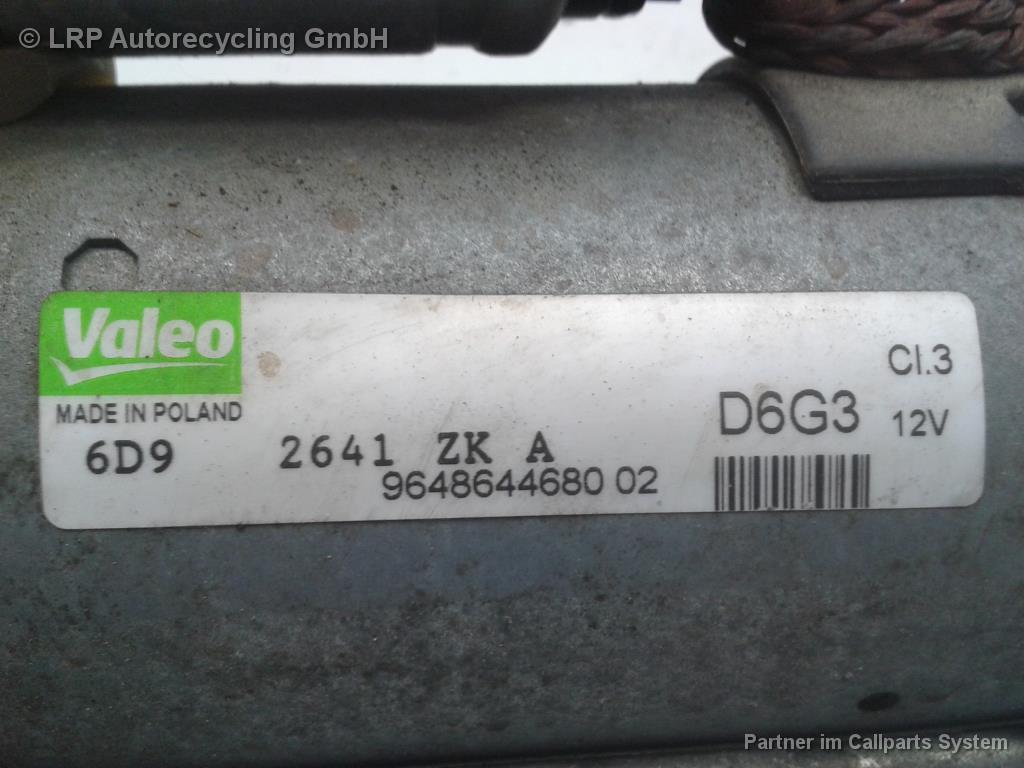 Citroen C3 Anlasser Starter 9648644680 D6G3 VALEO 1.1 44kW BJ2009