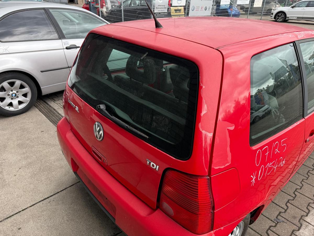 VW Lupo 6E 3L original Heckklappe mit Heckscheibe LP3G Flashrot Rohbau BJ99