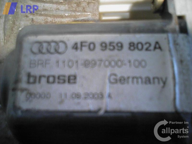 MOTOR FENSTERHEB H R; Fensterheber Motor HR; A6 (4F, 04/04-); LIMOUSINE/AVANT/ALLROAD; 4F0959802A; 4F0959802A