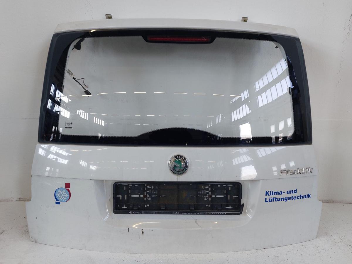 Skoda Roomster Praktik 5J Heckklappe mit Scheibe o. Heizung LF9E wei&szlig; Dellen