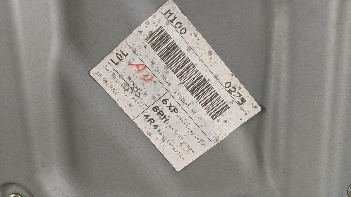 VW Touran 1T T&uuml;r hinten rechts Seitent&uuml;r LA7W Silber BJ2004