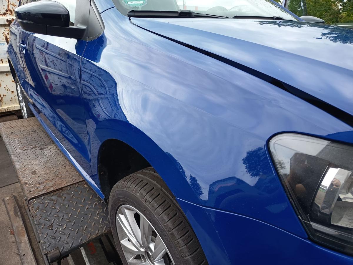 VW Polo V 6R original Kotfl&uuml;gel rechts Seitenteil D5E Meerblau Bj 2012