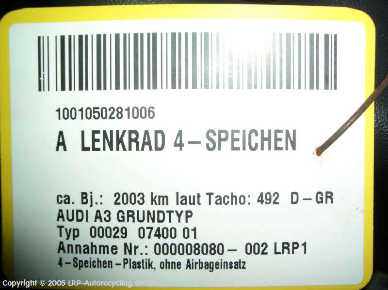 Audi A3 original Lenkrad dunkelgrau 8P0419091C6PS BJ2003