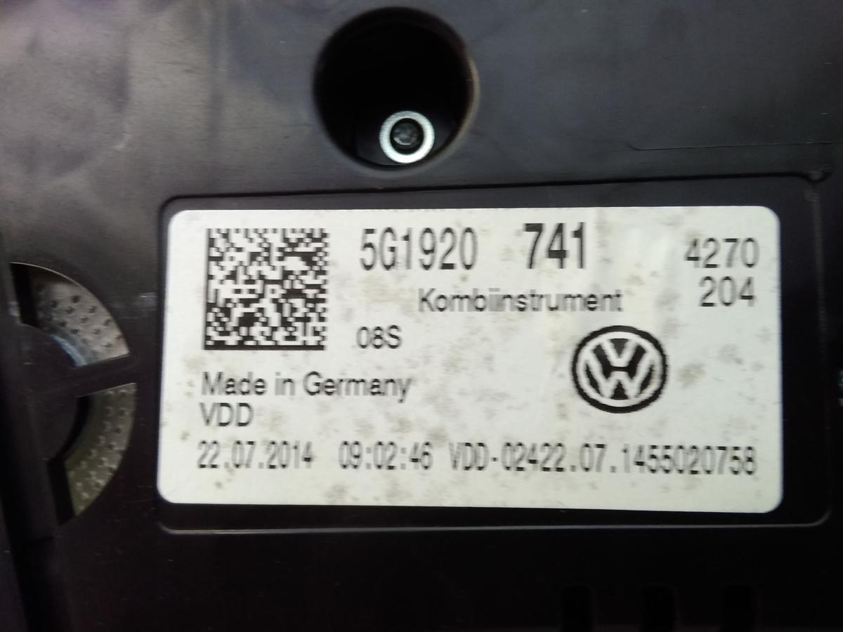 VW Golf VII original Kombiinstrument Tacho Diesel 5G1920741 1.6TDI 81kw BJ2014