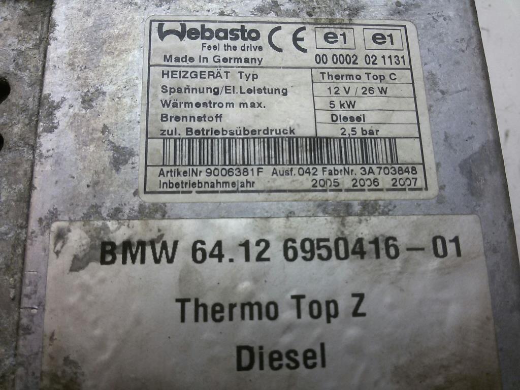 BMW 7er E65 LCI ab Baujahr 2005 Zusatzheizung Thermo Top C 64126950416