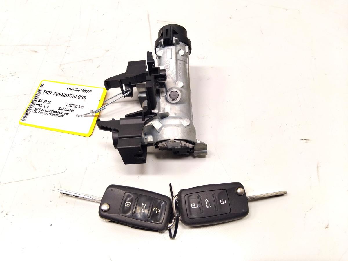 VW Golf 6 original Zündschloß mit Lesespule und 2 Schlüssel BJ2012