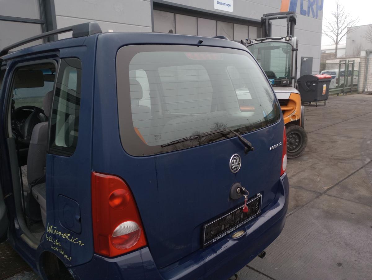 Opel Agila A original Heckklappe mit Scheibe Y269 Königsblau Bj 2001