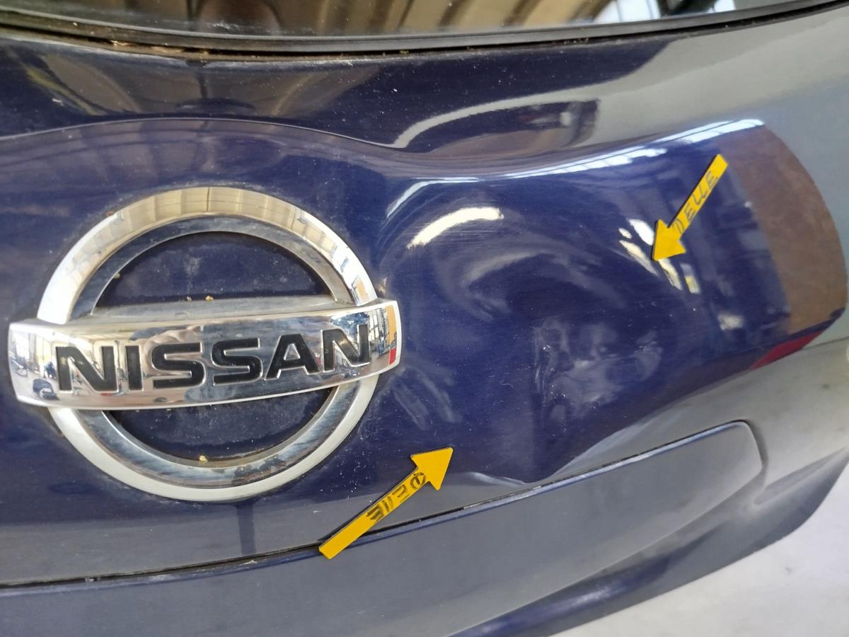 Nissan Pulsar C13M Heckklappe inkl Heckscheibe Rohbau RBR Blue Perl große Delle