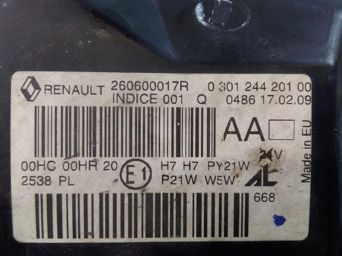 Renault Megane 3 original Scheinwerfer links Halogen mit LWR BJ2008 vergilbt