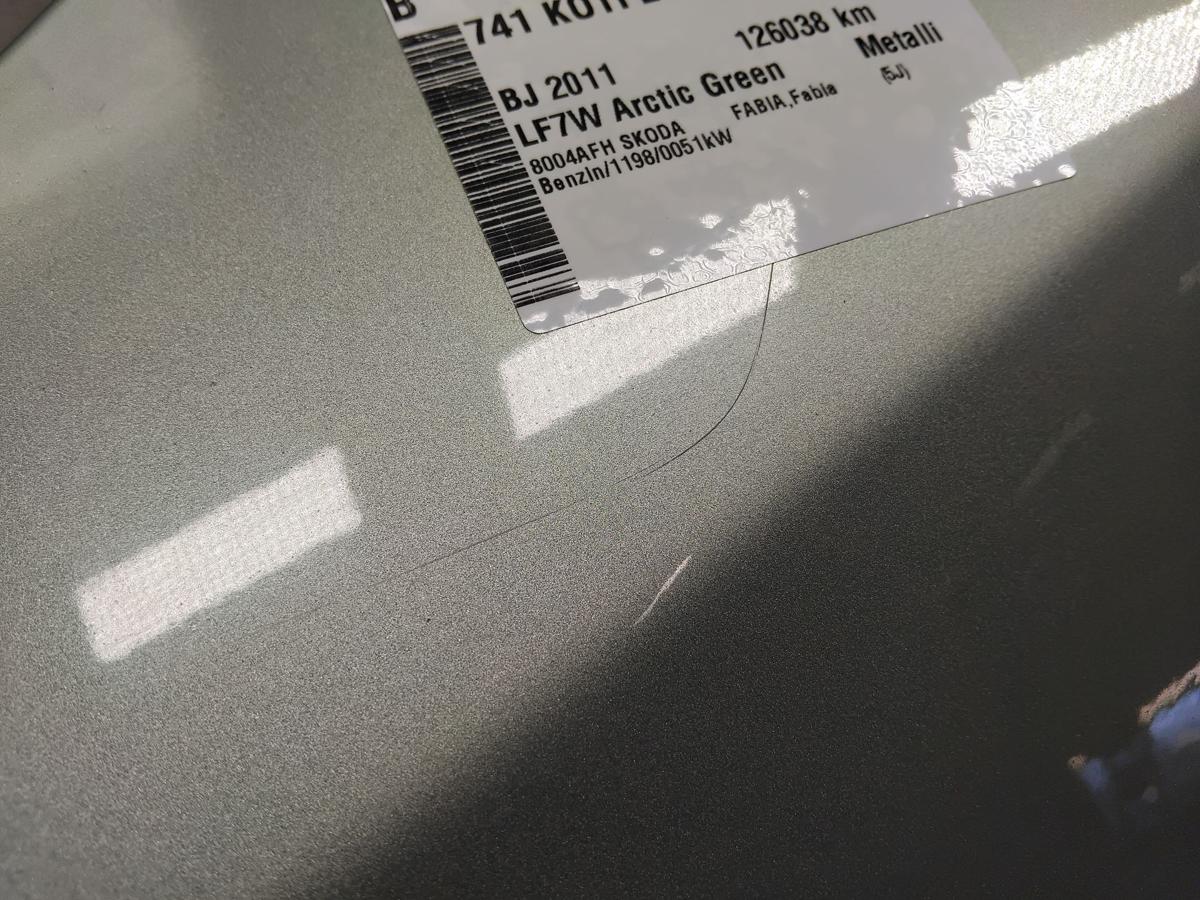 Skoda Fabia 2 original Kotfl&uuml;gel vorn links arcticgreenmetallic LF7W Bj.2011