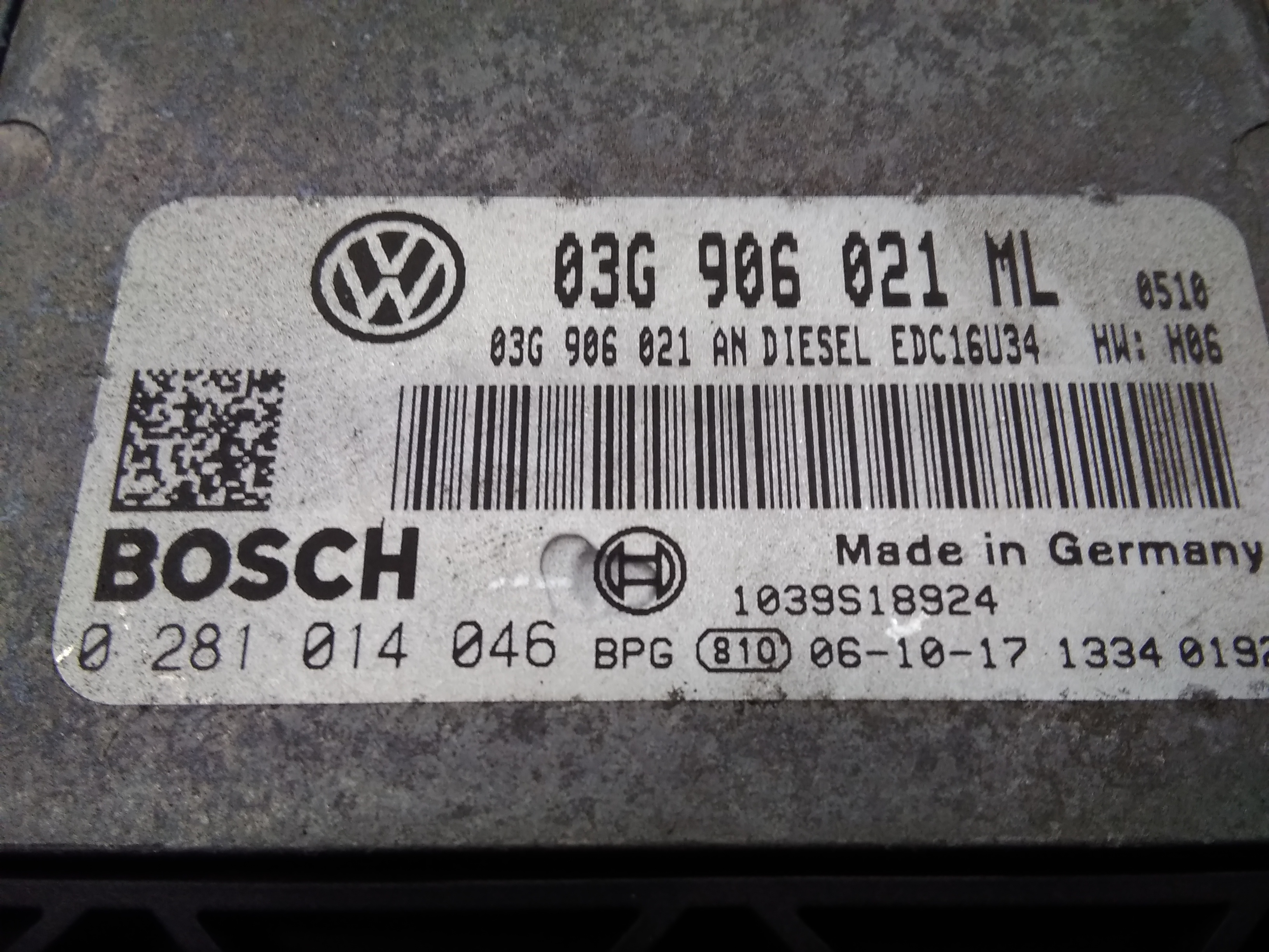 VW Touran 1T Bj.2006 original Steuergerät Motor 1,9TDI 66KW 0281014046 Bosch