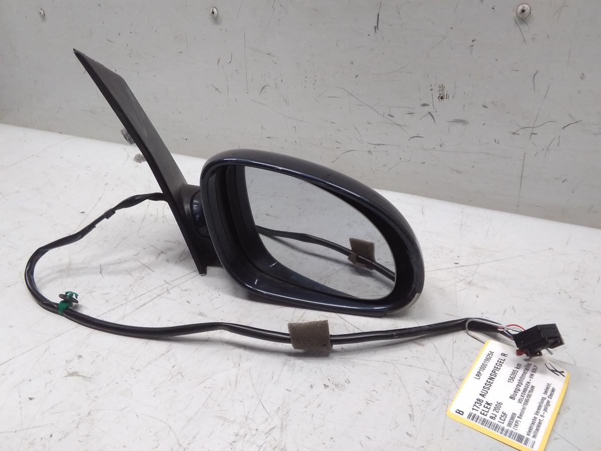 VW Golf Plus 5M original Au&szlig;enspiegel rechts elektrisch und beheizt BJ2006 LC5F Bluegraphitmetallic