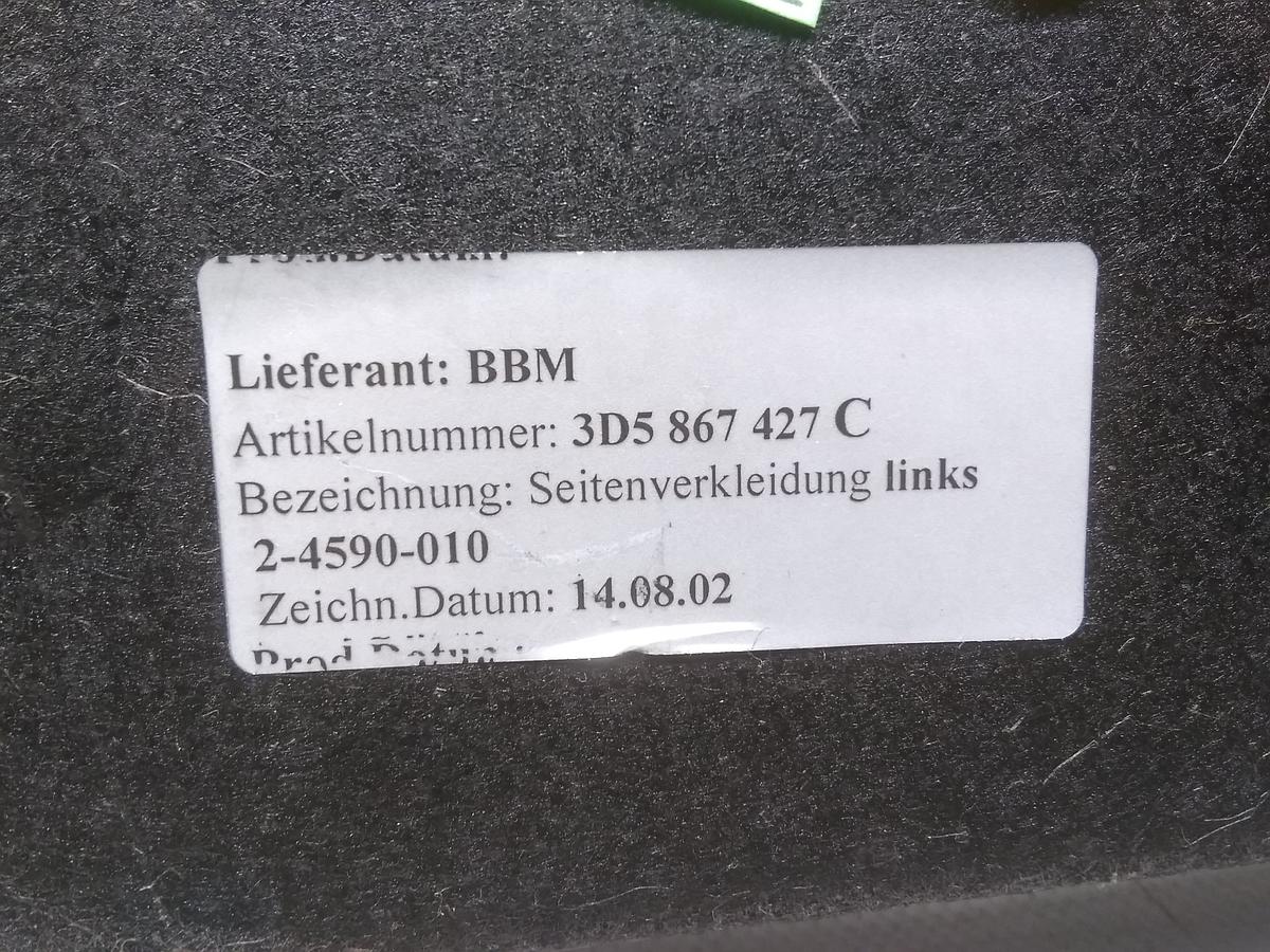 VW Phaeton GP3 original Innenverkleidung Kofferraum links Bj.2010