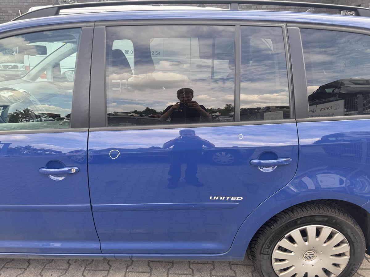 VW Touran 1T original T&uuml;r hinten links LL5M Indienblau Rohbau Bj.2008