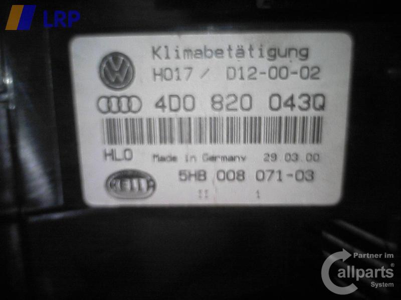 Audi A8 D2 Heizungsregulierung 5HB00807103 BJ2000