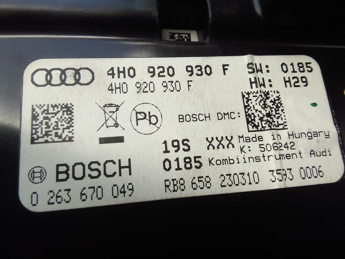 Audi A8 D4 4H original Kombiinstrument Tacho Armatur 4.2TDI 258kw Bj.2010