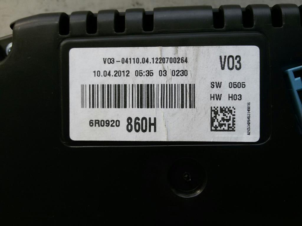 VW Polo 6R Tacho Kombiinstrument 6R0920860H A2C53428453 VDO BJ2012