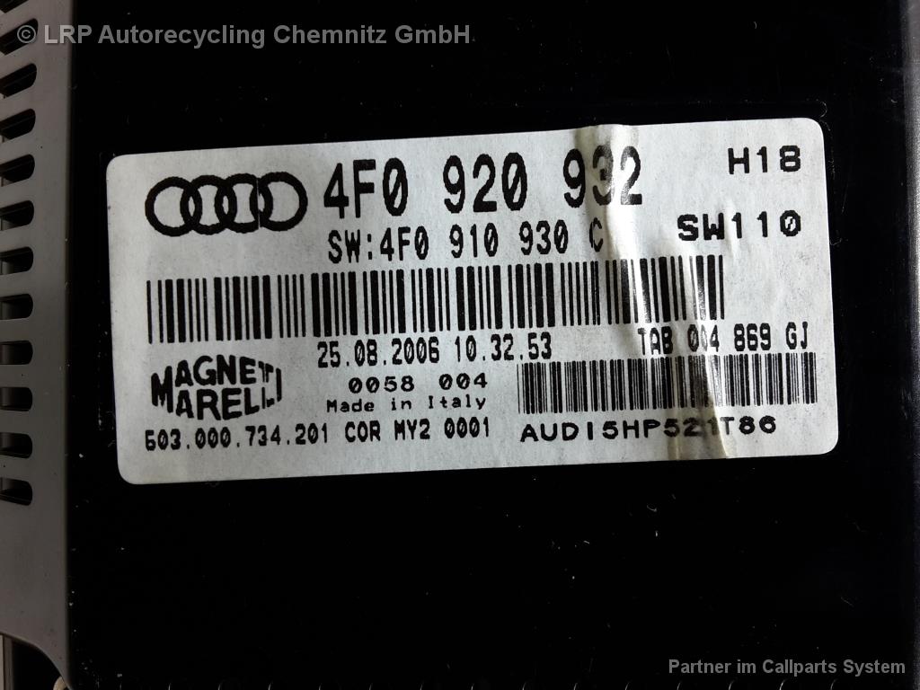 Audi A6 4F BJ 2006 Kombiinstrument Tacho 2.7TDI 132KW 4F0920932 Automatik