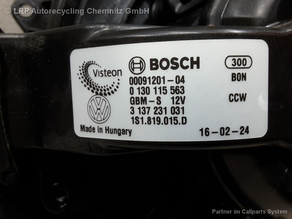 VW UP BJ 2016 Gebläsemotor Heizgebläse 1S1819015D Bosch Lüfter